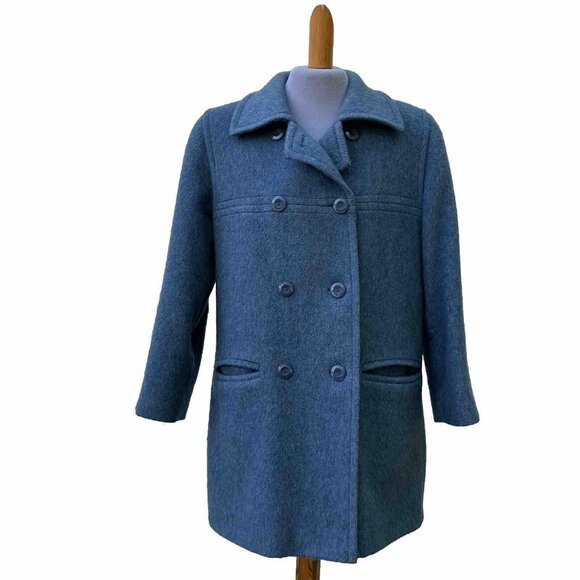 D'Allaird's Wool Blend Peacoat Vintage Light Blue Winter Coat 70s Made in Canada - Picture 1 of 9